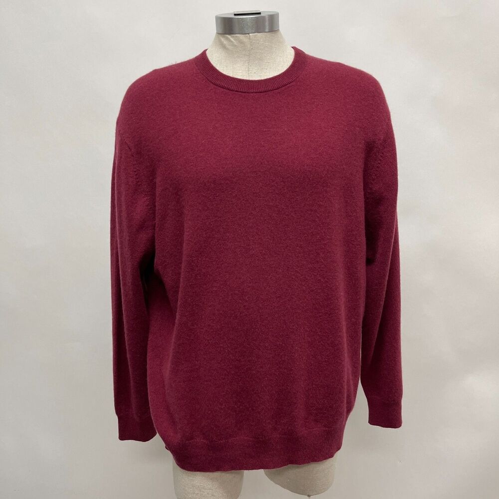 Jos. A. Bank Classic Collection Sweater XL‎ Red Wine 100% Cashmere Crewneck LS